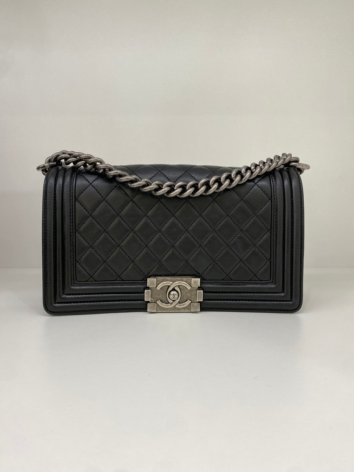 Chanel Boy Bag Black Lambskin SHW