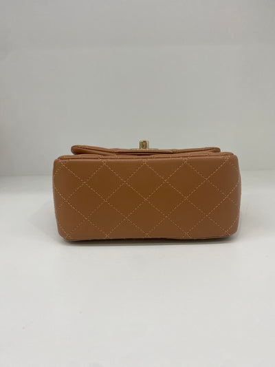 Chanel Mini Square Flap Brown Lambskin GHW