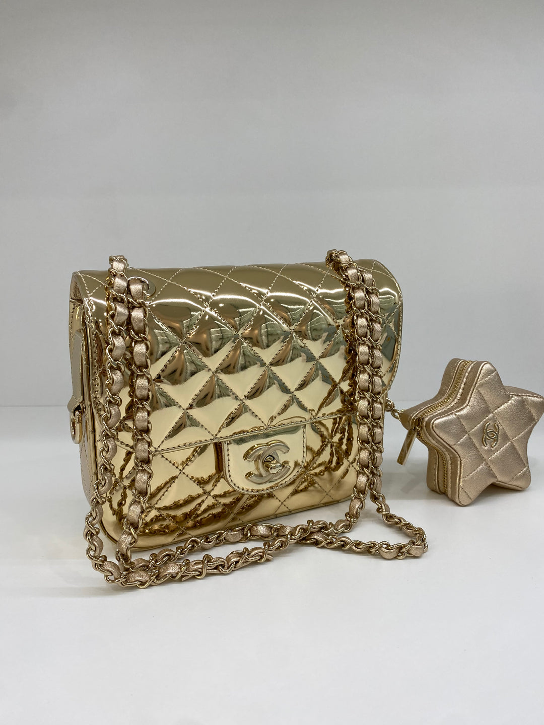 Chanel Mirror Mini Classic Flap with Star Coin Purse - Gold
