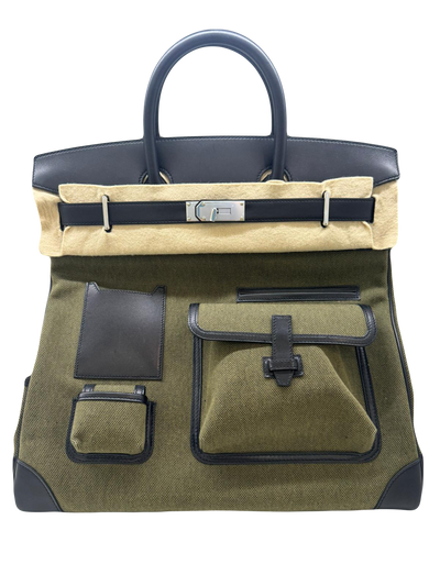 Hermès Cargo HAC Birkin 40 Military Green and Black box leather Bag