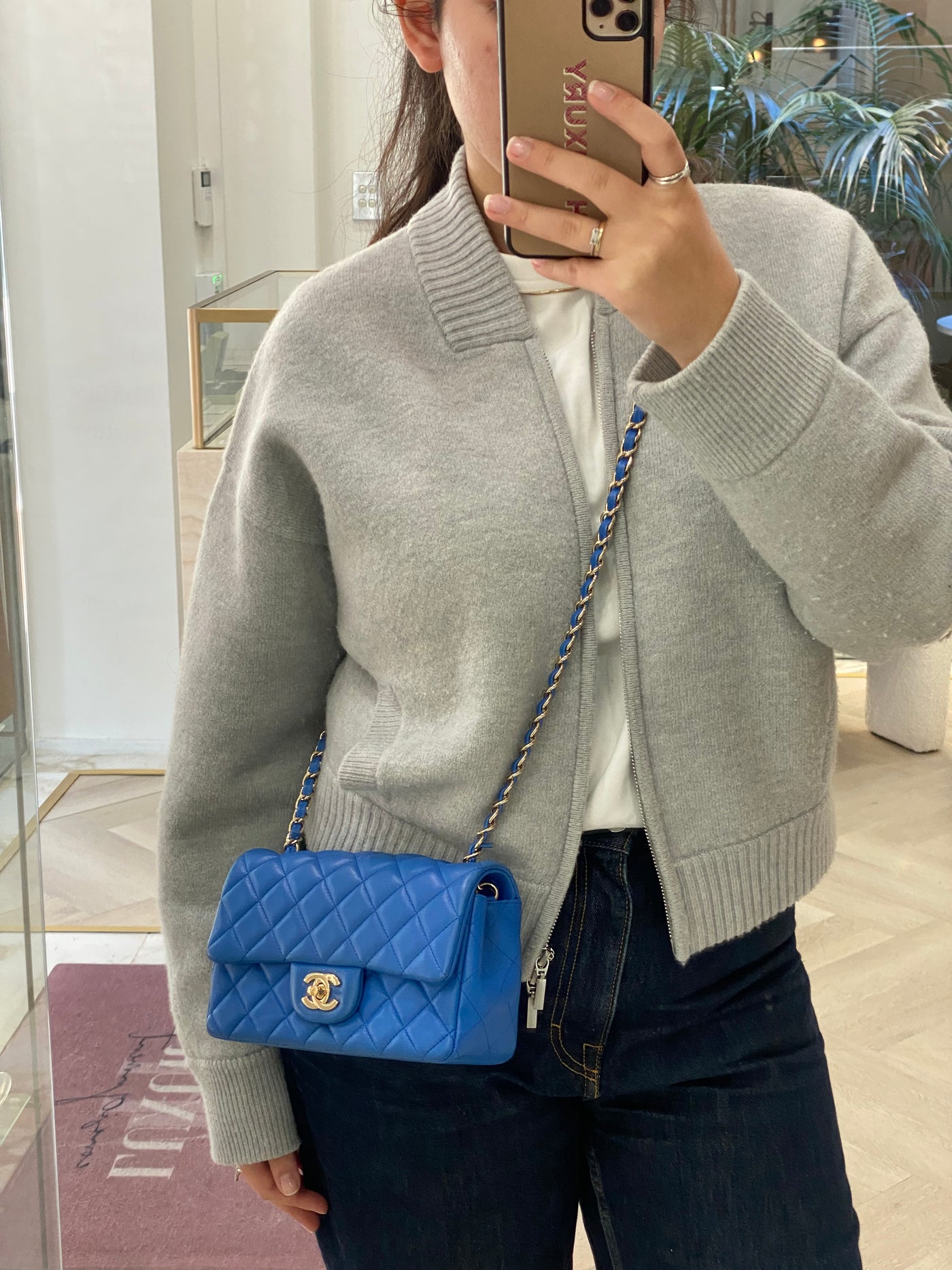 Chanel Mini Rectangle Flap Electric Blue GHW