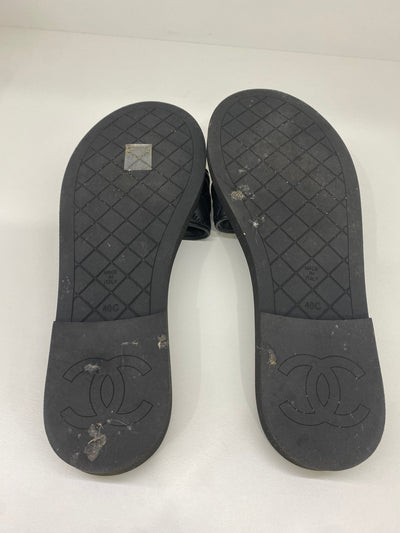 Chanel Padded Slides Black GHW Size 40
