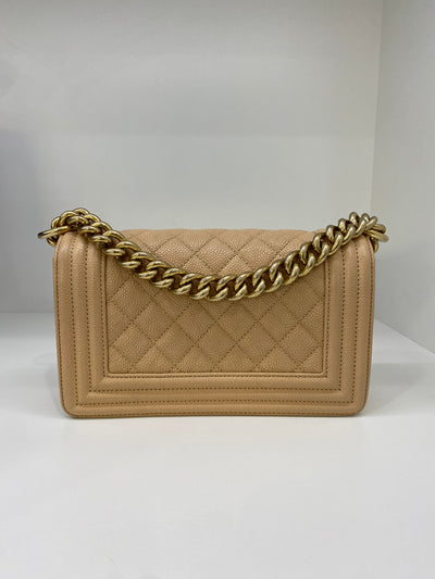Chanel Small Boy Bag Beige GHW