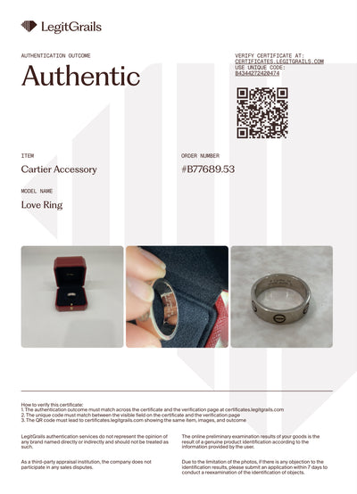 Cartier Love Ring White Gold size 54