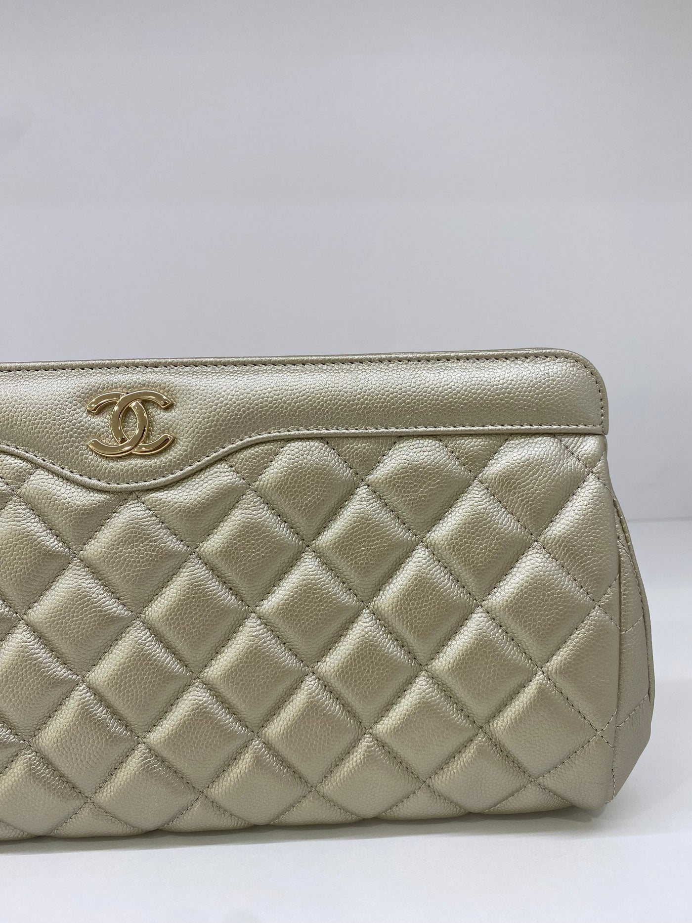 Chanel Gold Caviar Clutch