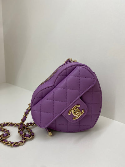 Chanel Heart Bag Purple Small