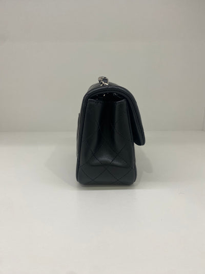 Chanel Mini Square Flap Black Lambskin SHW