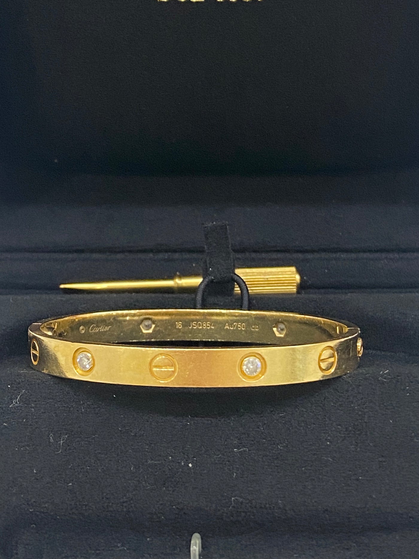 Cartier Love Bracelet Yellow Gold 4 Diamonds Size 16