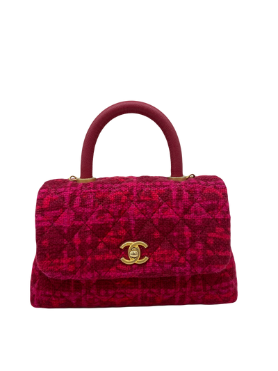 Chanel Coco Handle Red/Pink Tweed GHW