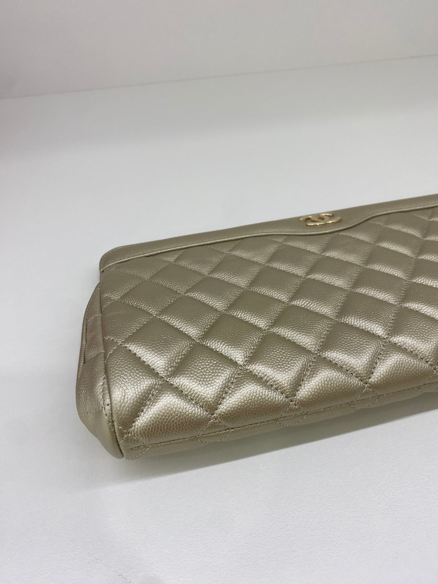 Chanel Gold Caviar Clutch