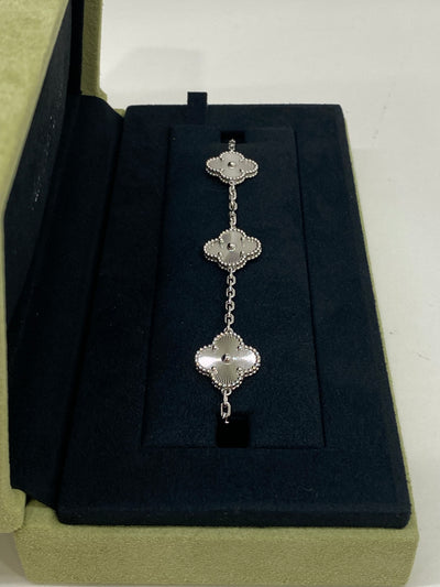 Van Cleef & Arpels 5 Motif Alhambra Bracelet White Gold