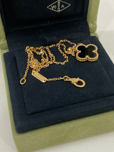 Van Cleef & Arpels Vintage Alhambra Pendant Onyx & Gold