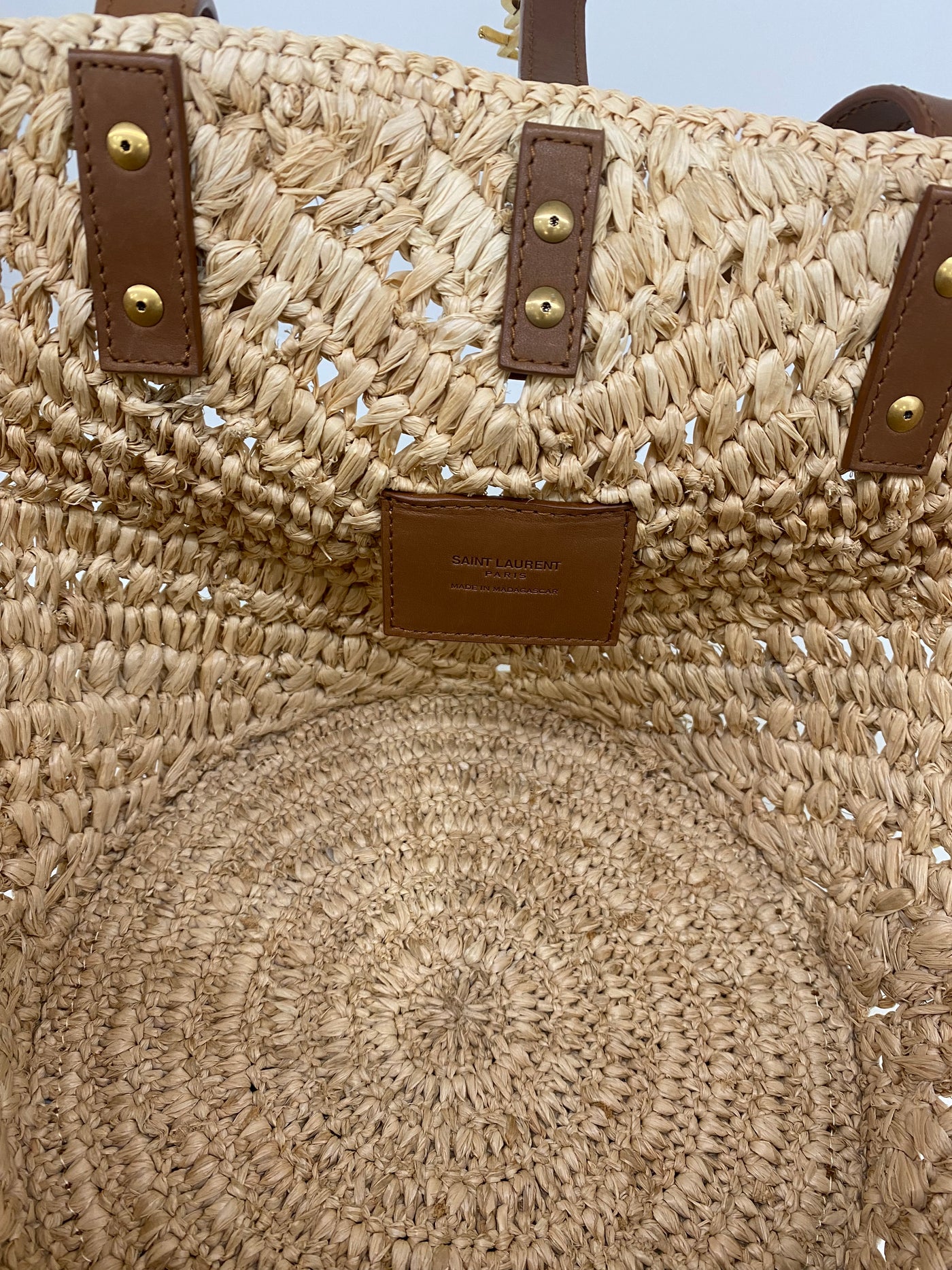 Saint Laurent Panier Raffia Tote