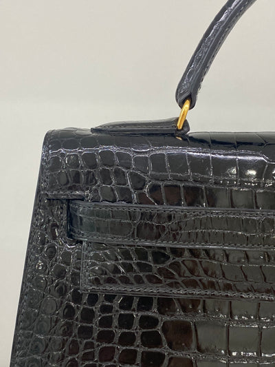 Hermes Kelly 32 Black Alligator GHW (1994)