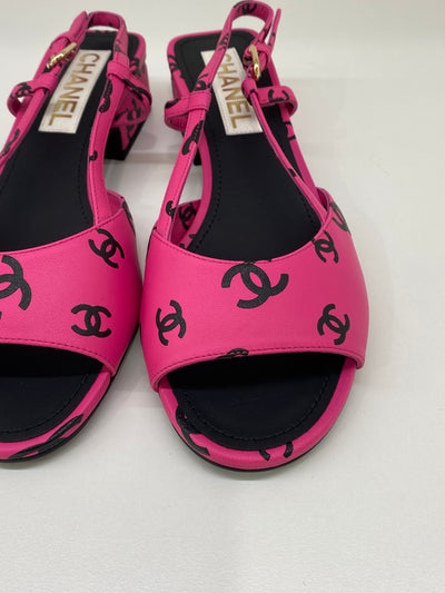 Chanel Slingbacks Pink and Black Size 38C