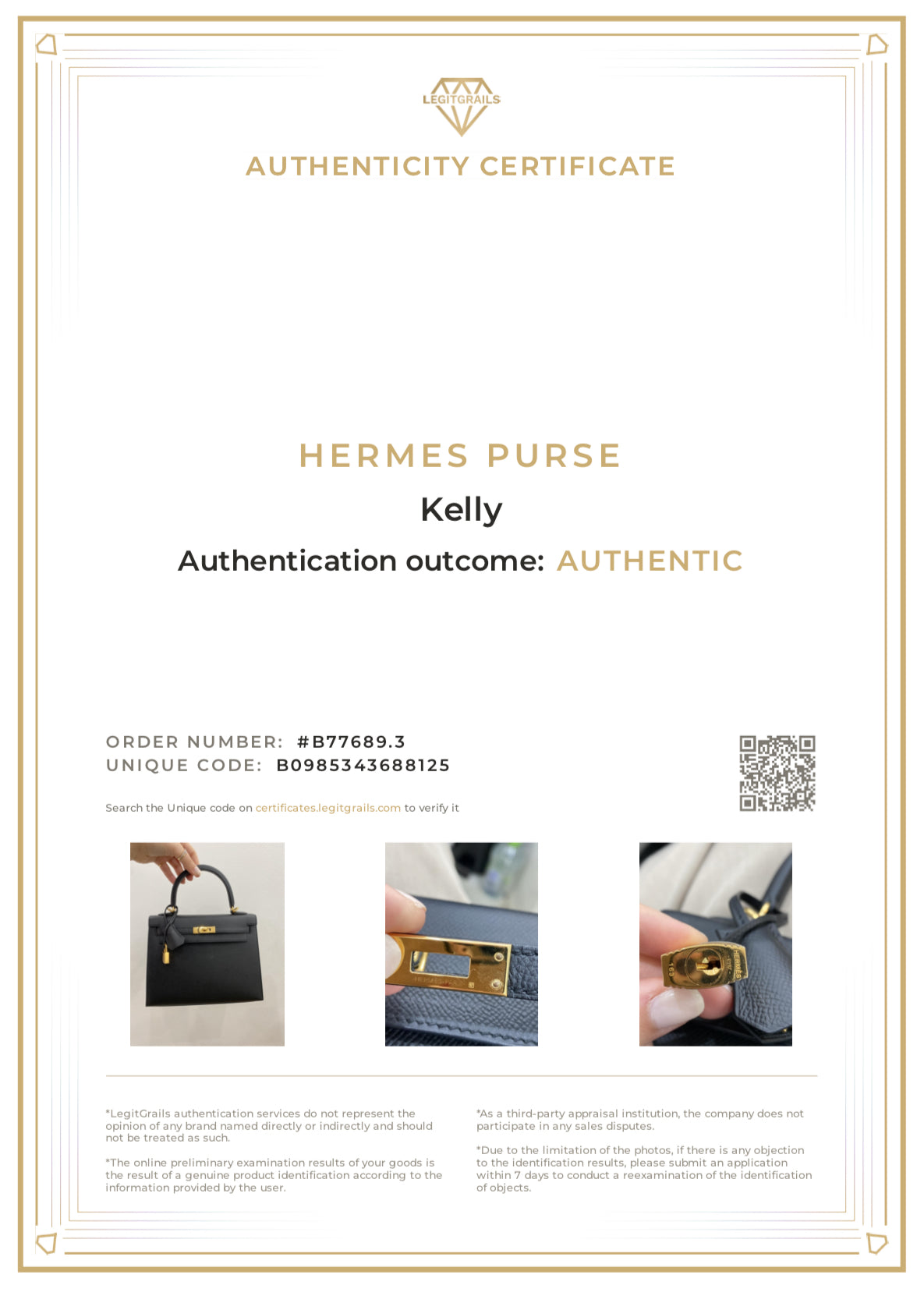 Hermès Kelly 25 Sellier Noir GHW