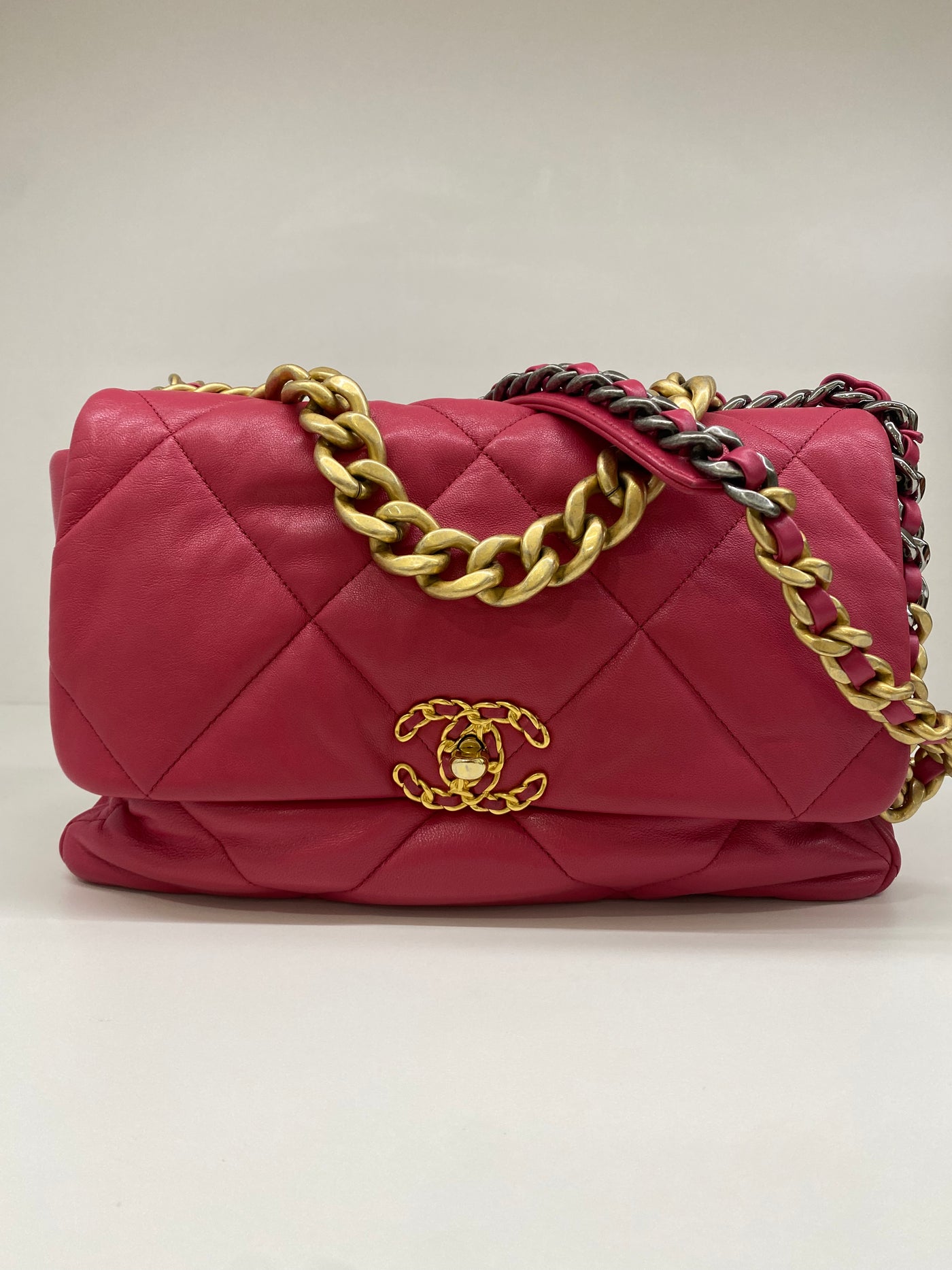 Chanel 19 Large (Medium) Fuchsia Pink GHW