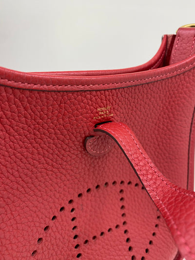 Hermes Mini Evelyne Clemence Rouge Casaque GHW