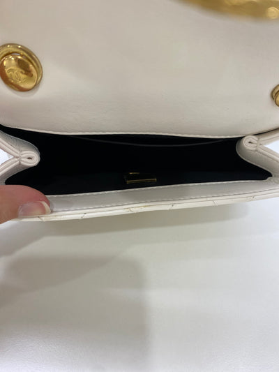 Chanel White Mini with Gold CC microchip