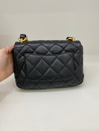 Chanel Square Shoulder Bag Black GHW (microchip)