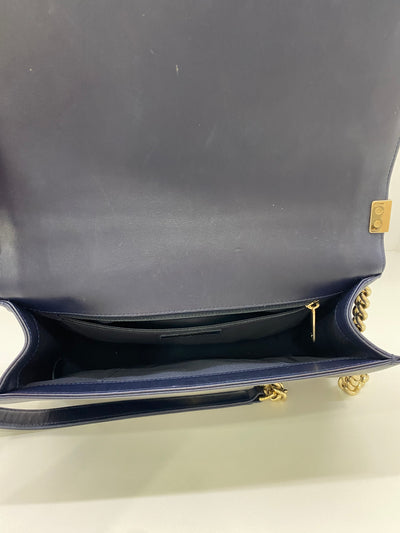 Chanel Boy Bag Navy Medium - GHW