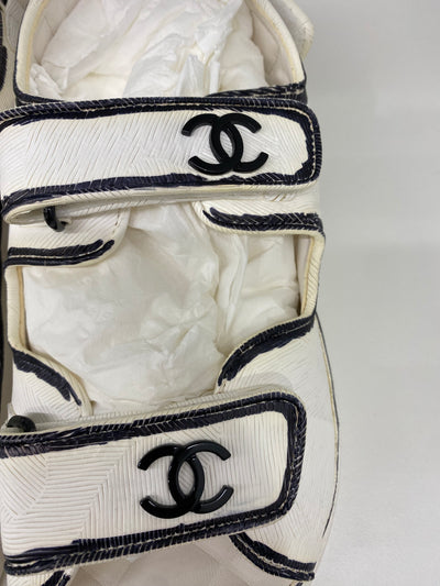 Chanel Dad Sandals Black & White Size 37.5