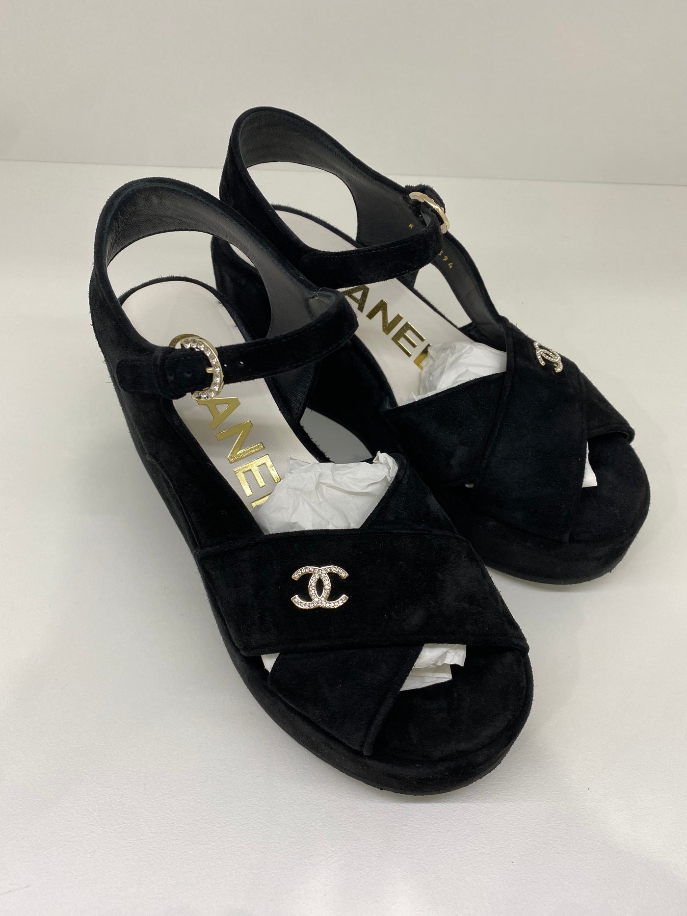Chanel Suede Heel Black Size 37.5