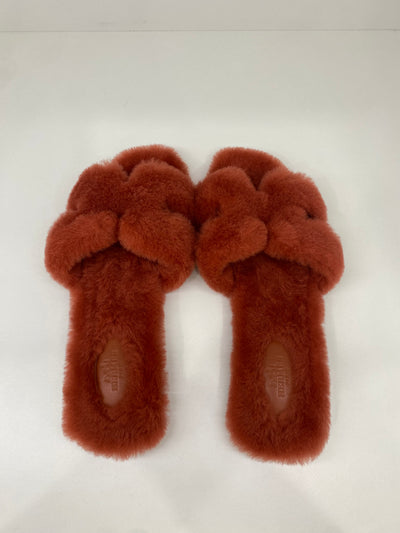 Hermes Oran Slides Roue De Turin Shearling Size 40 1/2