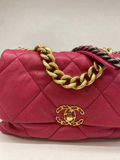 Chanel 19 Large (Medium) Fuchsia Pink GHW