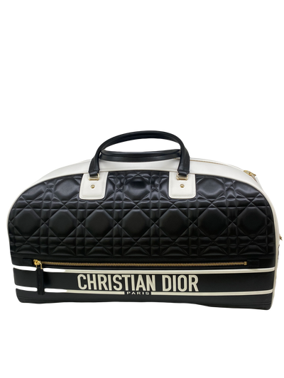 Dior Quilted Bowling Bag Luggage / White & Black