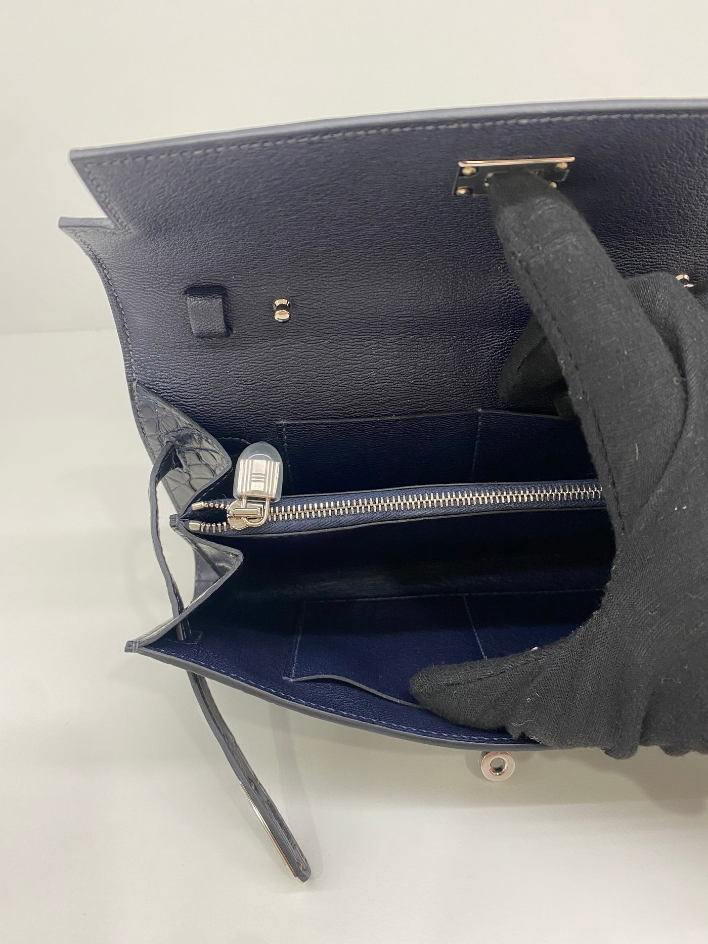 Hermes Kelly to go Alligator Blue Indigo PHW