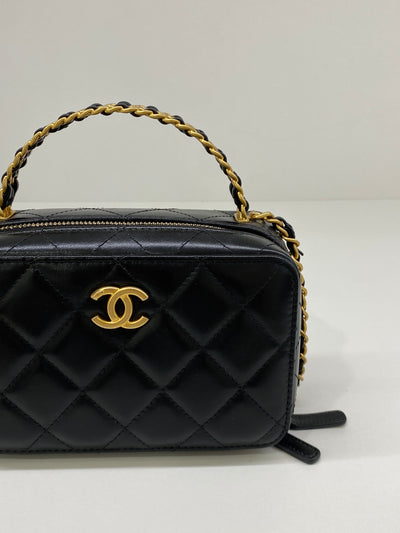 Chanel Vanity Top Handle Black Lambskin