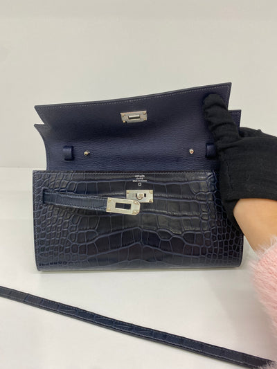 Hermes Kelly to go Alligator Blue Indigo PHW