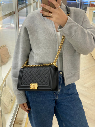Chanel Boy Bag Black Caviar Medium GHW