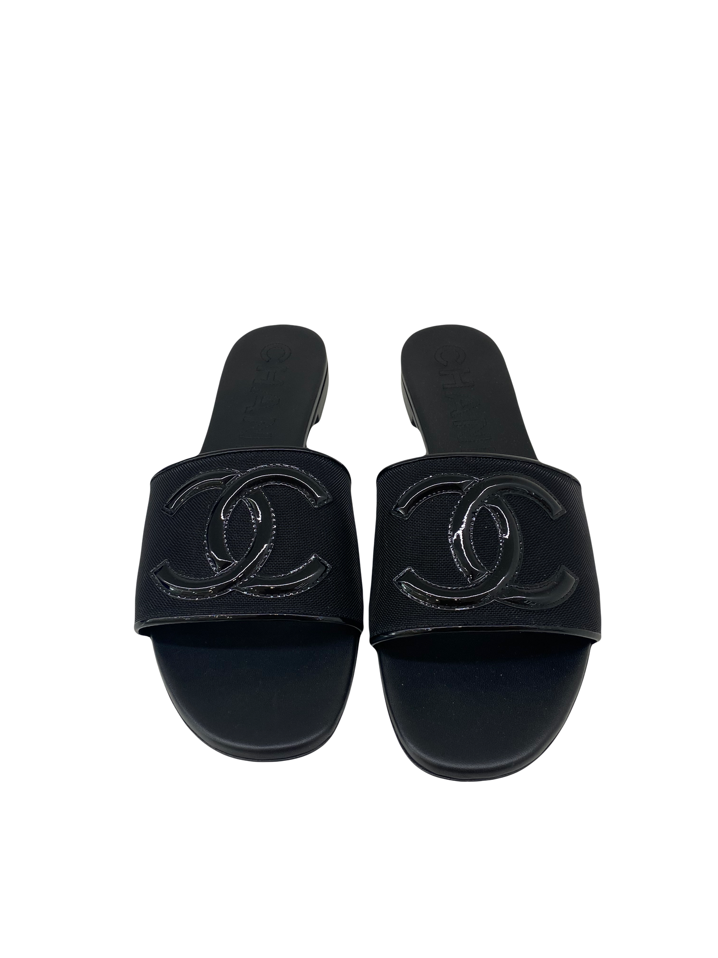Chanel Black Slides Size 38