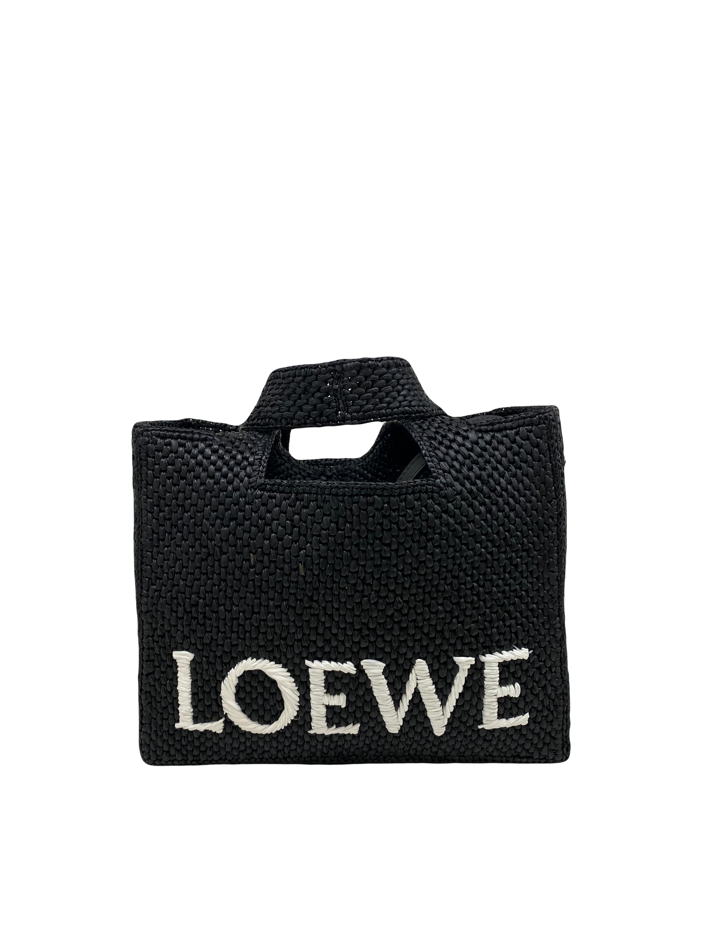 Loewe Font Tote Raffia Small Black