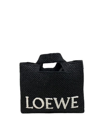 Loewe Font Tote Raffia Small Black