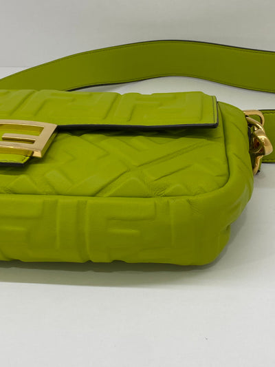 Fendi Baguette Leather Monogram Green GHW