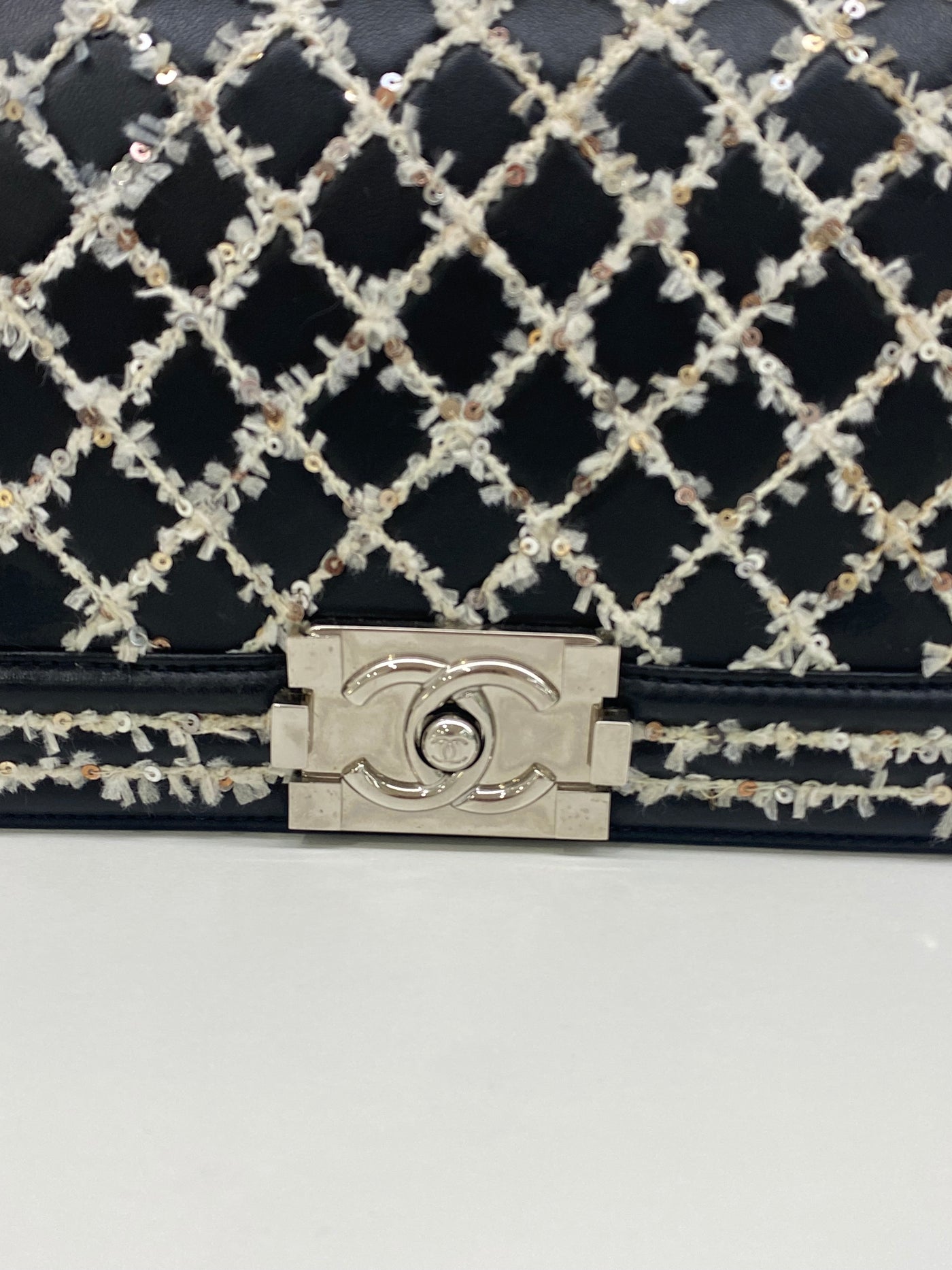 Chanel Boy Bag Medium - Black Sequin SHW (series 24)