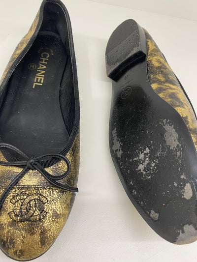 Chanel Ballet Flats Gold Size 40