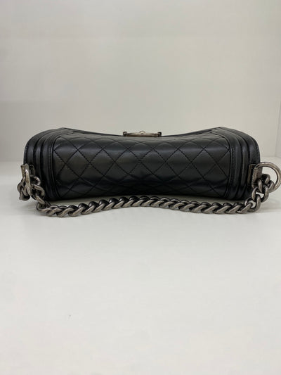 Chanel Boy Bag Black Lambskin SHW