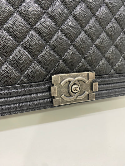 Chanel Boy Bag Black Large Caviar SHW