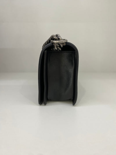 Chanel Boy Bag Black Lambskin SHW