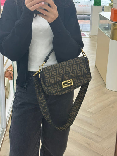Fendi Baguette FF Logo Brown