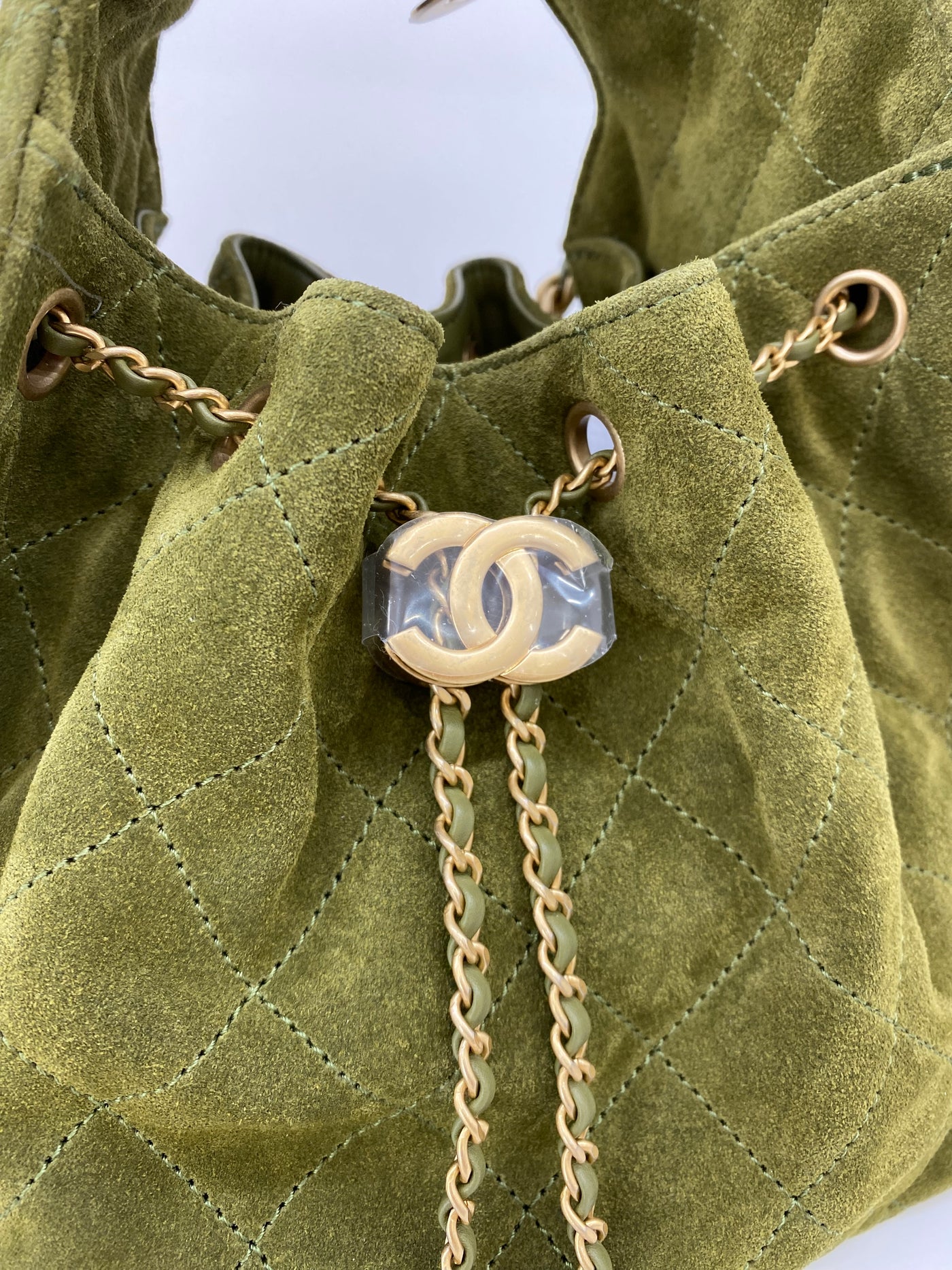 Chanel 25 Bag Small Olive Green Suede GHW