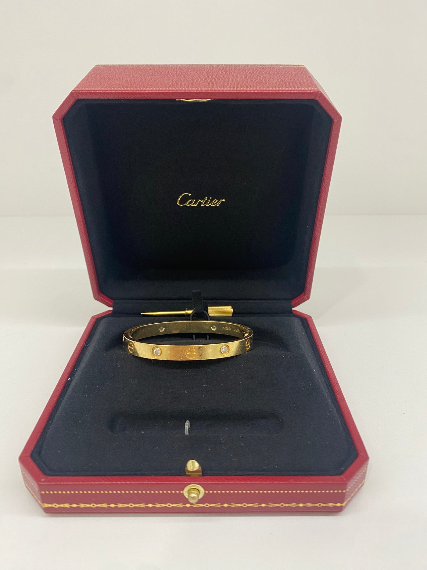 Cartier Love Bracelet Yellow Gold 4 Diamonds Size 16