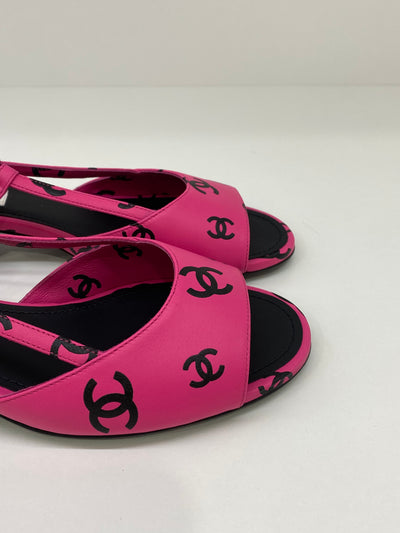 Chanel Slingbacks Pink and Black Size 38C
