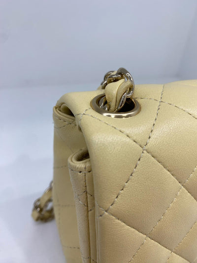 Chanel Mini Square Classic Flap Pastel Yellow GHW