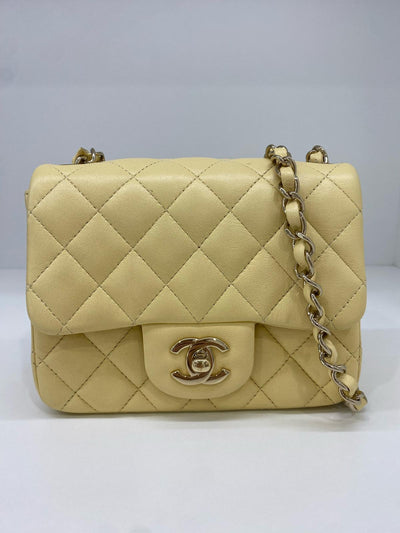 Chanel Mini Square Classic Flap Pastel Yellow GHW