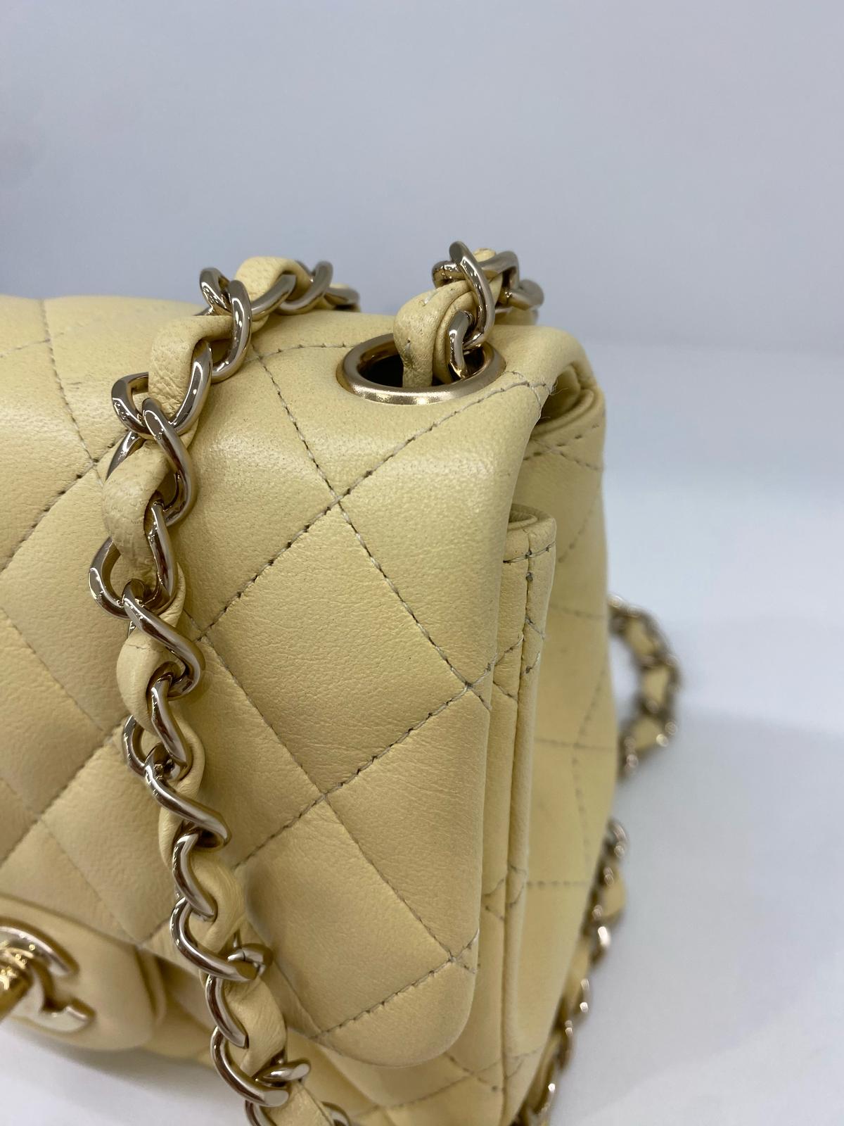 Chanel Mini Square Classic Flap Pastel Yellow GHW